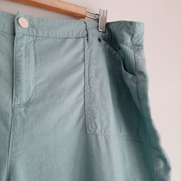 PENNINGTONS | Linen Blend Hi-Rise Casual Light Shorts Blue Teal Sz 22 - Picture 4 of 12
